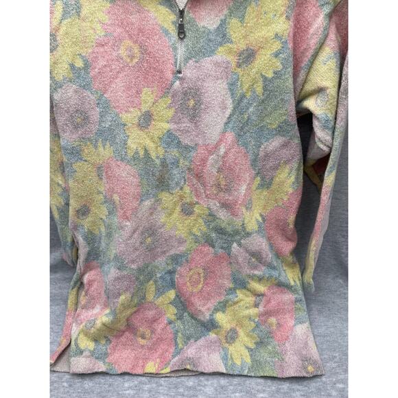 Vintage Gabriella floral print sweater womens Medium linen blend made in Italy - Picture 3 of 4